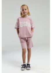 U.S. Polo Assn. Girl's Pink Shorts Pajama Set 50312529 -Vr041