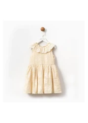 Magu Girl's Cotton Floral Patterned Ruffled Collar Dress