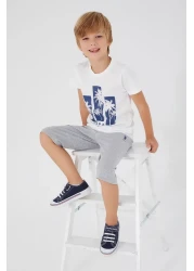 U.S. Polo Assn. Palm Pattern Cream Boy Capri Suit