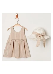 Chicsy Baby Sweet Striped Baby Girl Dress with Hat and Bow