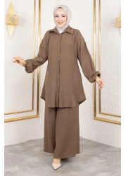 Tesettür Dünyası طقم فراولة مزدوج TSD250183 بني