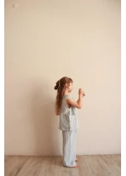 Oh La La Koala For Little Ones Blue Striped Asymmetrical Pocketed Muslin Set