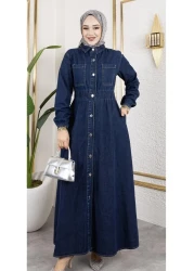 HARMAN BUTİK فستان نسائي بخصر مطاطي وتفاصيل جيب