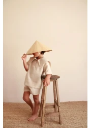 Oh La La Koala For Little Ones Beige Sailor Collar Shorts Suit