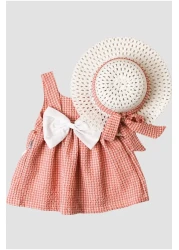 Chicsy Baby Hat Gingham Patterned Bow Flexible Baby Girl Dress