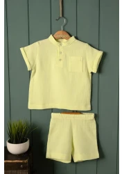 Montisu 100% قطن موسلين قطن، طقم أطفال رضع، قطعتان (تي شيرت + شورت)