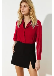  Collection Red Woven Shirt with Transparent Sleeves - TWOAW20GO0116