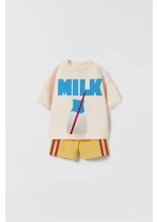 Monila Unisex Children's Printed Cotton Crew Neck Bottom Set