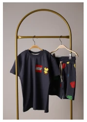 Arya Nisa Kids Boy's 100% Cotton Printed Bottom-Top Shorts-T-Shirt Set