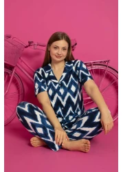 ELİTOL Battal Buttoned Cotton Lycra Pajama Set