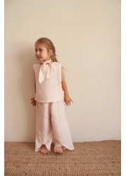 Oh La La Koala For Little Ones Pink Striped Cross Stripe Detailed Muslin Set with Scarf