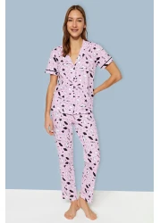  Collection Light Pink Leisure Pattern Cotton Pajamas Set - Thmss19Ip0037