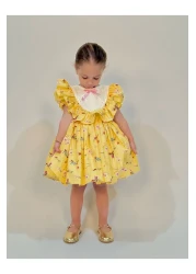 Linarookids Laurel Yellow Vintage Baby Girl Dress, Birthday Dress, Photo Shoot Dress, Suitable for 0-7 Years Old