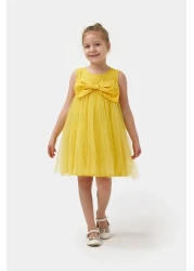 Minipodyum Girl's Bow Tulle Summer Birthday Special Occasion Dress