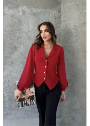 RB CLUB Chiffon Blouse - Button Detailed Sleeves