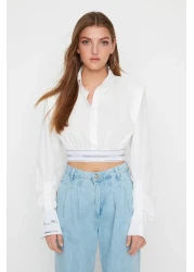  Collection Sagaza Studio White Poplin Crop Shirt - TPRSS22GO00006