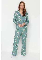  Collection Multicolor Rabbit Print Viscose Woven Pajamas Set Thmaw21Pt0048