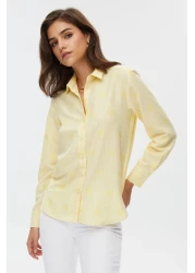 STELLA PULVIS Yellow Floral Patterned Checkered Shirt