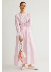  Modest Light Pink Lined Floral Woven Terrycotton Dress Tctss21El3441