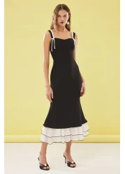  Collection Black-White Bowknot Woven Evening Dress with Hemline Detail, Wedding/Wedding Chic Tprss25El00022