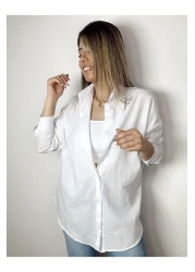 Durmaz New Season Oversize Linen Women's Shirt - Summer