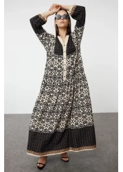  Modest فستان فيسكوز أسود منقوش - TCTSS24EB00221