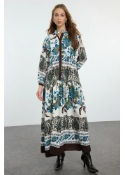  Modest Brown Floral Viscose Woven Dress Tctss24Eb00221
