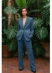  Collection High Waist Wide Leg Woven Trousers - Petrol Twoaw22Pl0066