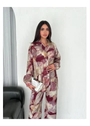 sportiness Patterned Digital Printed Modal Lilyum Fabric Shirt Suit