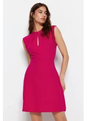  Collection Fuchsia Neckline Crepe Mini Skater Dress - Low Back Knitted, Twoss23El02015