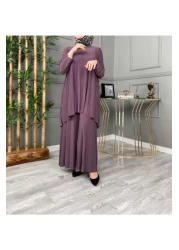 MODAMÜNASİP Women's New Trendy Sandy Pleated Trousers Suit