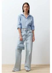  Collection Light Blue Woven Shirt - Curvable Sleeve, Waist Fitting, TWOSS24GO00091