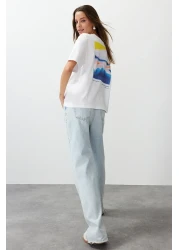  Collection White Premium 100% Cotton Printed Relaxed/Comfortable Fit Knitted T-Shirt TWOSS24TS00172