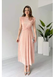 MODAMİNEM فستان نسائي ذو طيات وتفاصيل أربطة