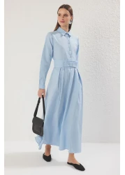  Modest Light Blue Bow Detail Woven Dress Tctss25Eb00122