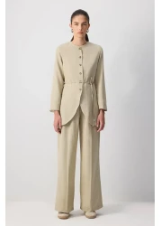 Touche Prive Biye Belted Viscose Jacket Pants Suit