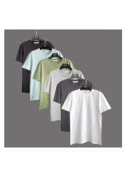 Mood Lab Basic Unisex Unprinted Crew Neck Cotton Regular Fit Pack of 6 T-Shirts