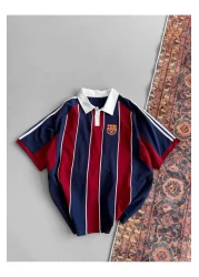 ozcelf Barça Polo Neck Oversize Embroidery Embroidered T-Shirt Unisex