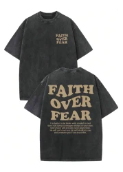PENTHİLUS Faith over Fear Printed Organic Booties Cotton Black Unisex T-Shirt