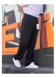 wamoss بنطال فضفاض بطيات مزدوجة عتيقة للرجال - Pl11