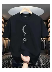 qubo sportswear & company Qubo Unisex Oversize Printed Cotton Crew Neck Short Sleeve Black T-Shirt