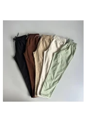 stilistas بنطلون فضفاض من الكتان خفيف ومريح - أحمر كلاريت