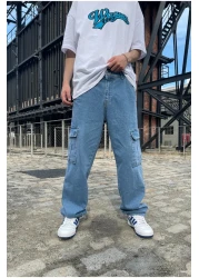 serline الجليد الأزرق السراويل الفضفاضة البضائع