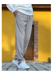 ElitWear بنطال رجالي مريح من القماش المضلع