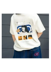 weywot Billie Eilish "Birds of a Feather" Song Front/Back Printed Oversize Beige T-Shirt