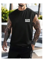 FAVORİST Zero Sleeve GYM Printed Cotton Sports T-shirt