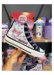 MECH BUTİK Kuromi Full Printed Black High Top Girls' Sports Shoes Sneaker