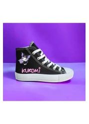LİASSHOES Black Linen Children's Sneakers - Kuromik Written Sneakers