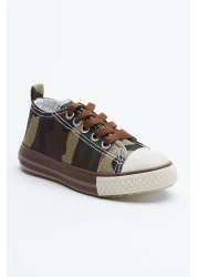 PowerSpeed Children's Unisex Khaki Camouflage Comfortable Fit Lighted Lace-Up Sports Shoes