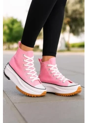 MARKABONİ حذاء رياضي نسائي للفتيات الصغيرات باللون الوردي من قماش Run Star